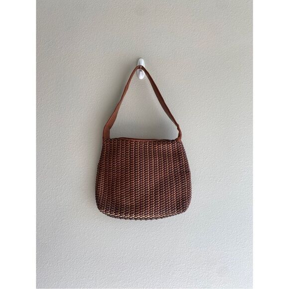 nine west brown woven leather shoulder purse - Picture 1 of 5